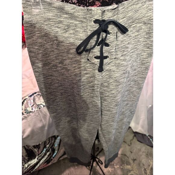 vS Pink grey lace up hooded sweatshirt& matching lace up joggers sweatsuit  trac - Picture 11 of 13